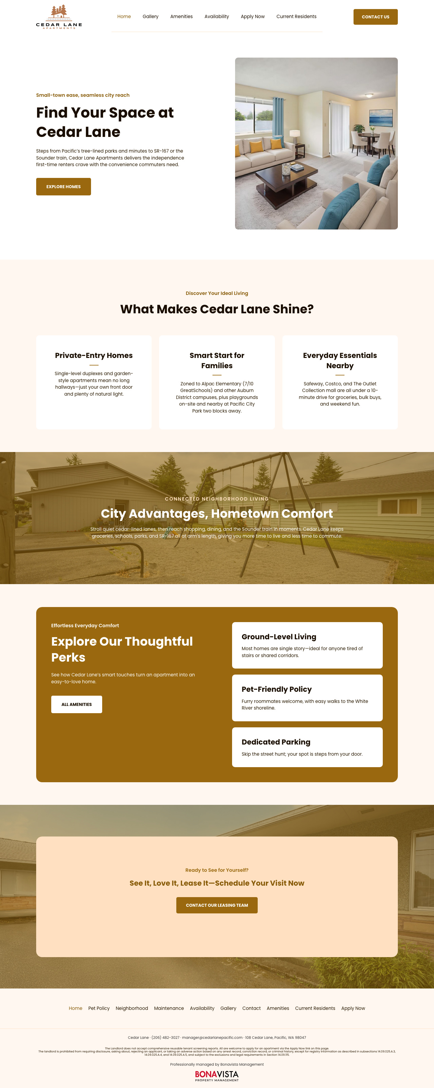 Cedar Lane Pacific full-page screenshot