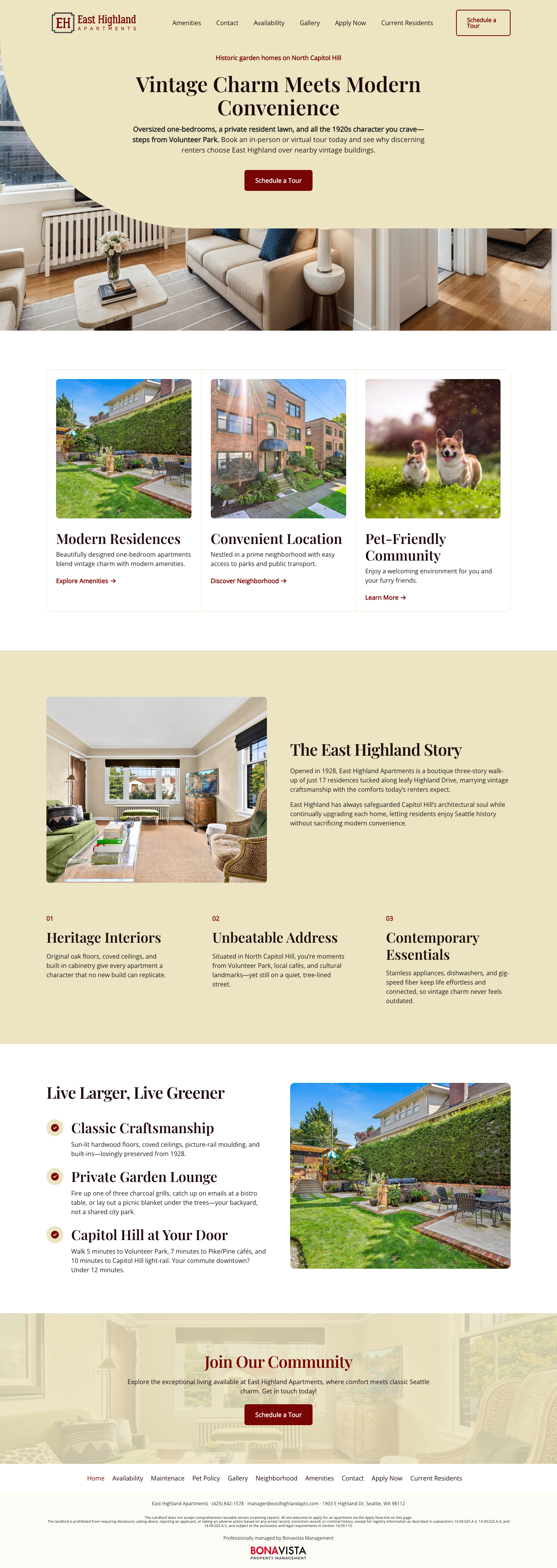 East Highland Apartments full-page screenshot